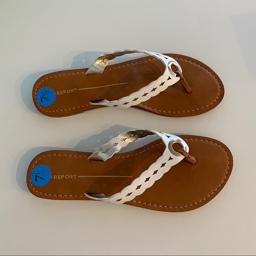 Report Shea Flip Flop Slip-on Sandals in White/Tan